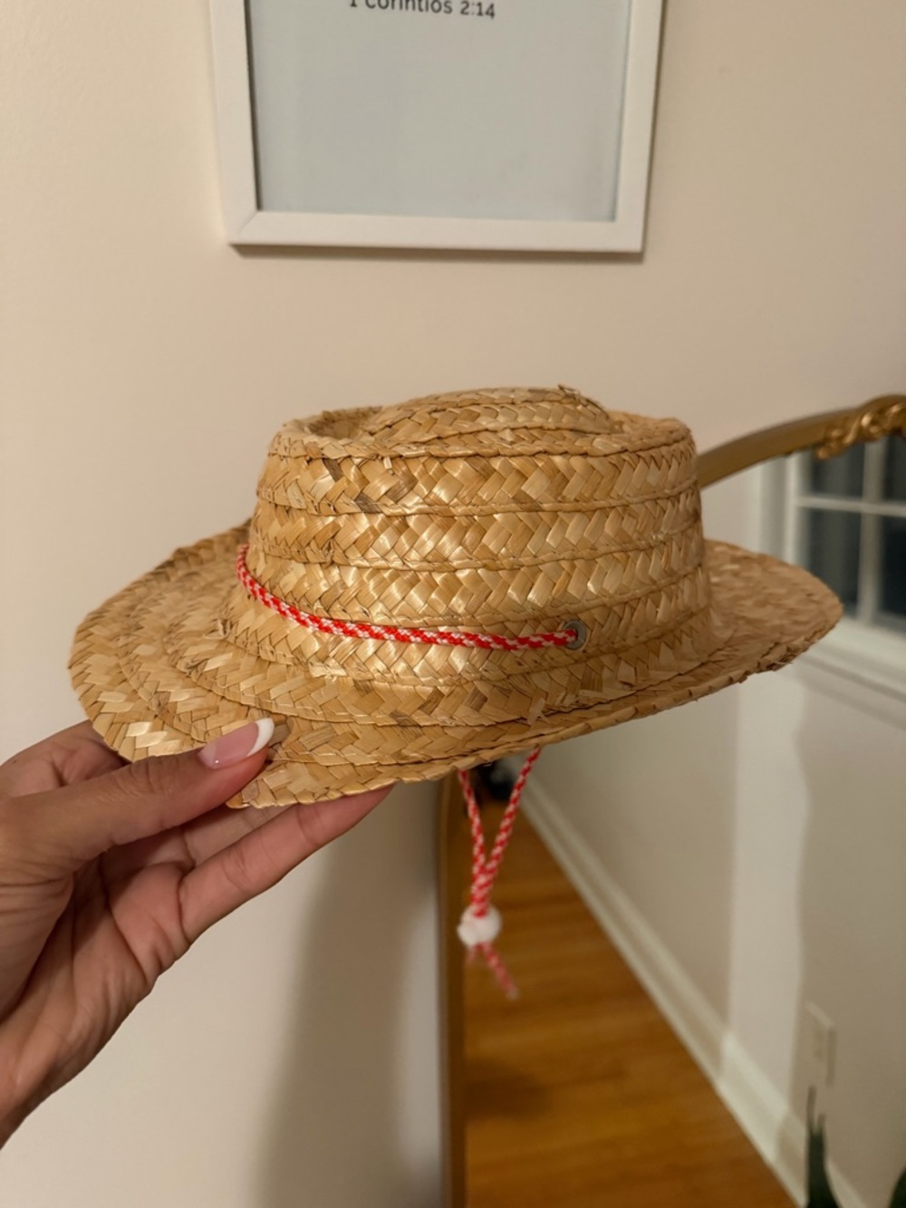 Straw Kids Sun Hat with Red Accent